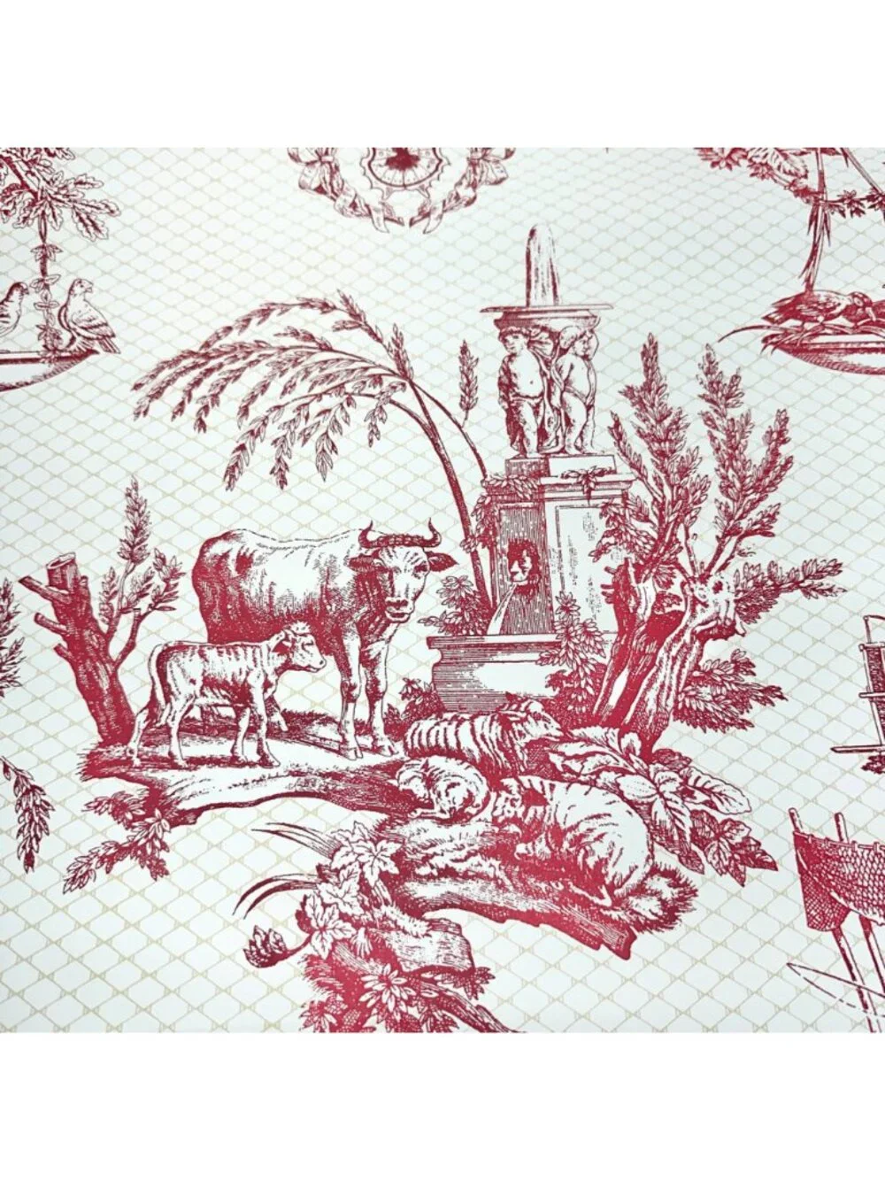 Thibaut Red White Toile Wallpaper Rolls 60.75 SF plus Strippable Stain Resistant